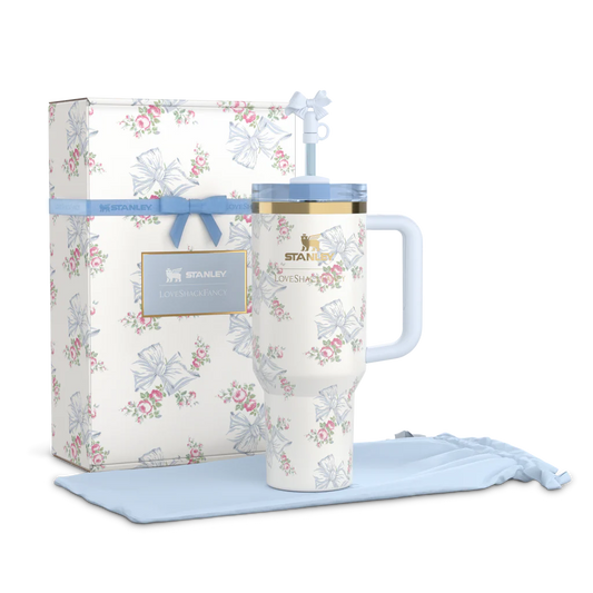 The Stanley X LoveShackFancy Holiday Quencher Blue