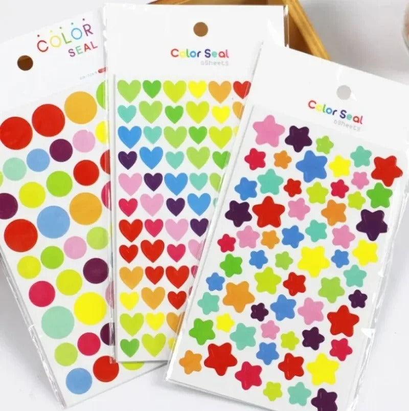 Star & Round Stickers - Pack of 6 - Goody Bag Fillers