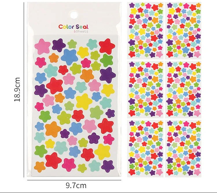 Star & Round Stickers - Pack of 6 - Goody Bag Fillers