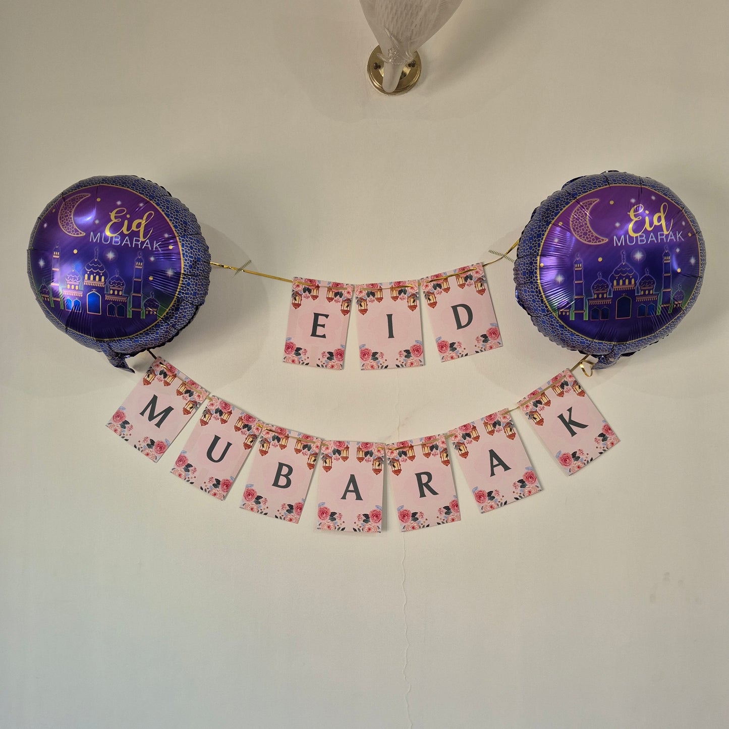 Bundle Pack - Eid Mubarak Banner + 2 Foil Balloons