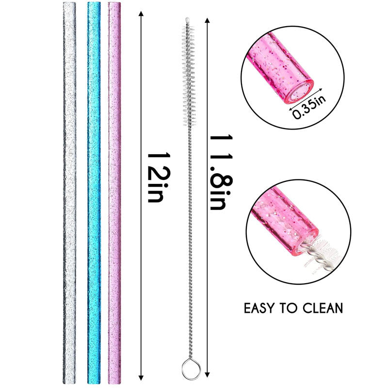 Glitter Straw for 40oz Tumbler with Straw Cleaner