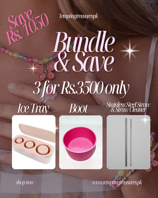 Bundle Deal - Ice Tray + Silicone Boot  + Stainless Steel Straw & Straw Cleaner