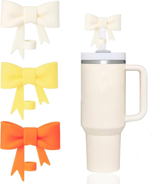 Classic Bow Shaped Straw Cover with Straw (Pack of 2 pieces)