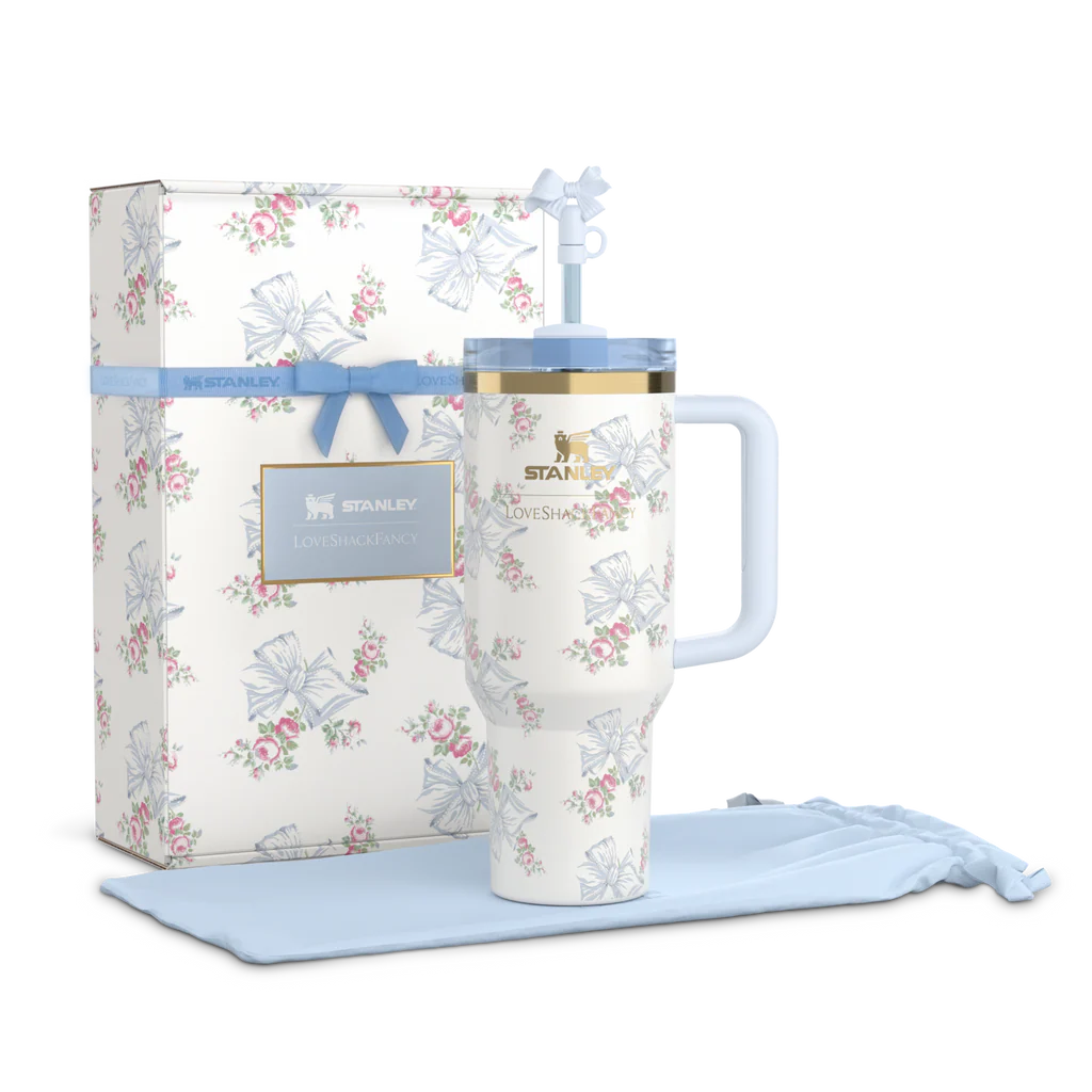 The Stanley X LoveShackFancy Holiday Quencher Blue (Free Acrylic Sipper)