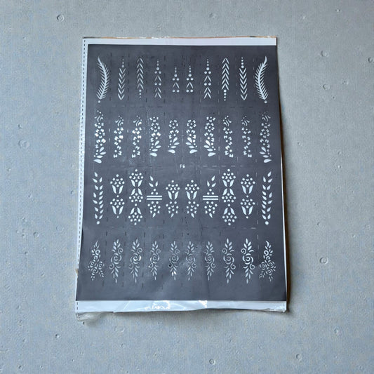 Adult Fingers Design Mehndi Hena Stencil
