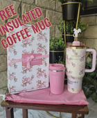 The Stanley X LoveShackFancy Holiday Quencher Pink (WITH FREE INSULATED COFEE MUG)
