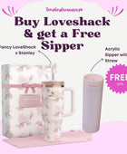 The Stanley X LoveShackFancy Holiday Quencher Pink (with Free Acrylic Sipper)