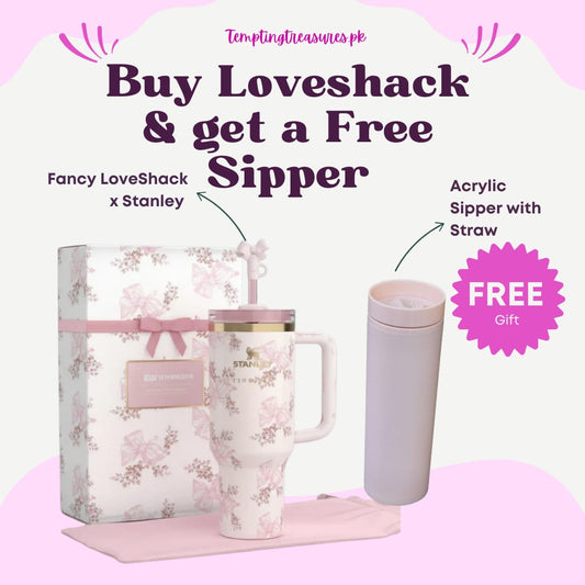 The Stanley X LoveShackFancy Holiday Quencher Pink (with Free Acrylic Sipper)