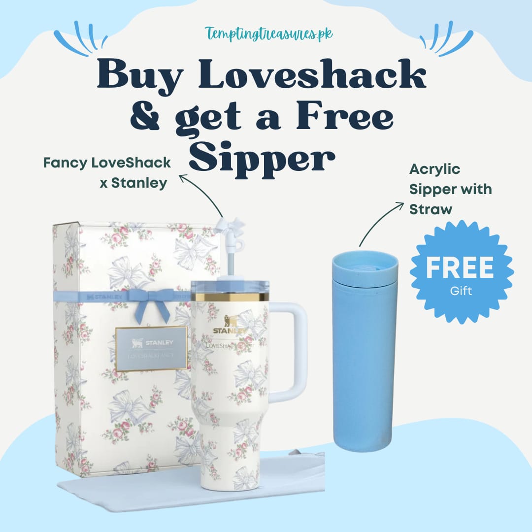 The Stanley X LoveShackFancy Holiday Quencher Blue (Free Acrylic Sipper)